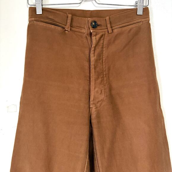 CARON CALLAHAN Stewart Sailor Cotton Wide Leg Pants in Cognac Size 4 - Picture 6 of 15